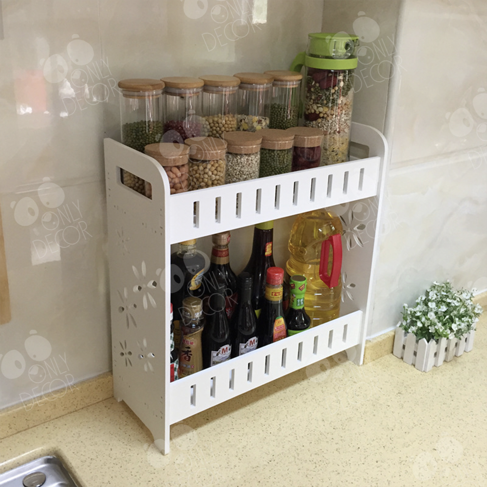 Kệ nhà tắm 2 tầng vuông chống nước 100%, màu trắng