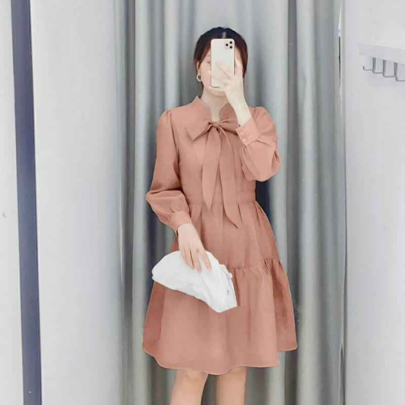 ĐẦM VOAN XOÈ TAY BO NƠ CỔ 3M: XANH, NUDE, TRẮNG DỊU DÀNG, DỄ THƯƠNG, XINH NHƯ CÔNG CHÚA