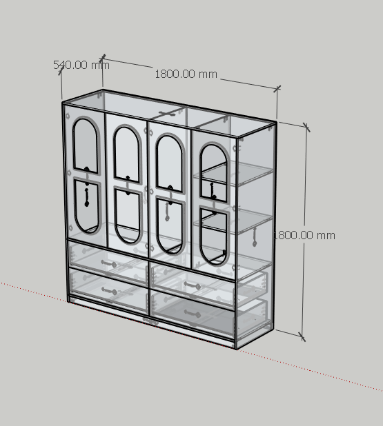 HAPPY FURNITURE , Tủ quần áo 4 cửa mở 4 ngăn kéo - MAY , TCM_250 , 180cm x 54cm x 180cm DxRxC