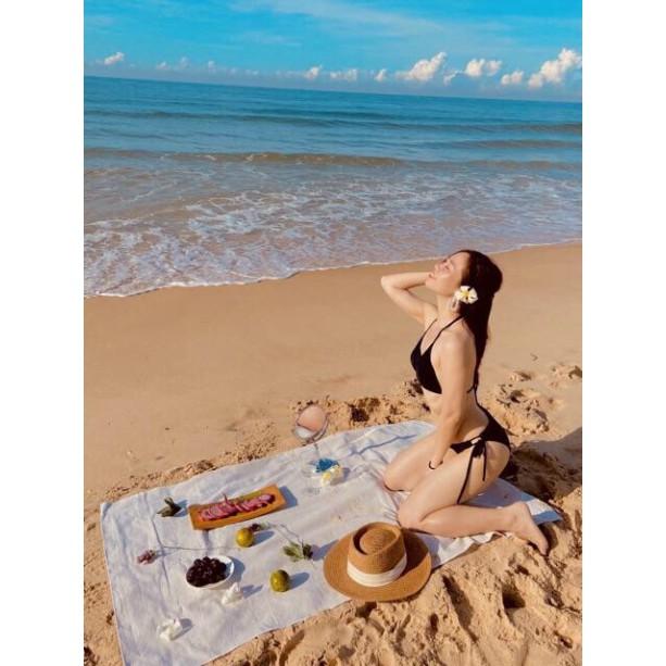 freeship Bikini 2 mảnh đen cạp thấp mặc đi biển sexy (Đảm bảo chuẩn như hình)
