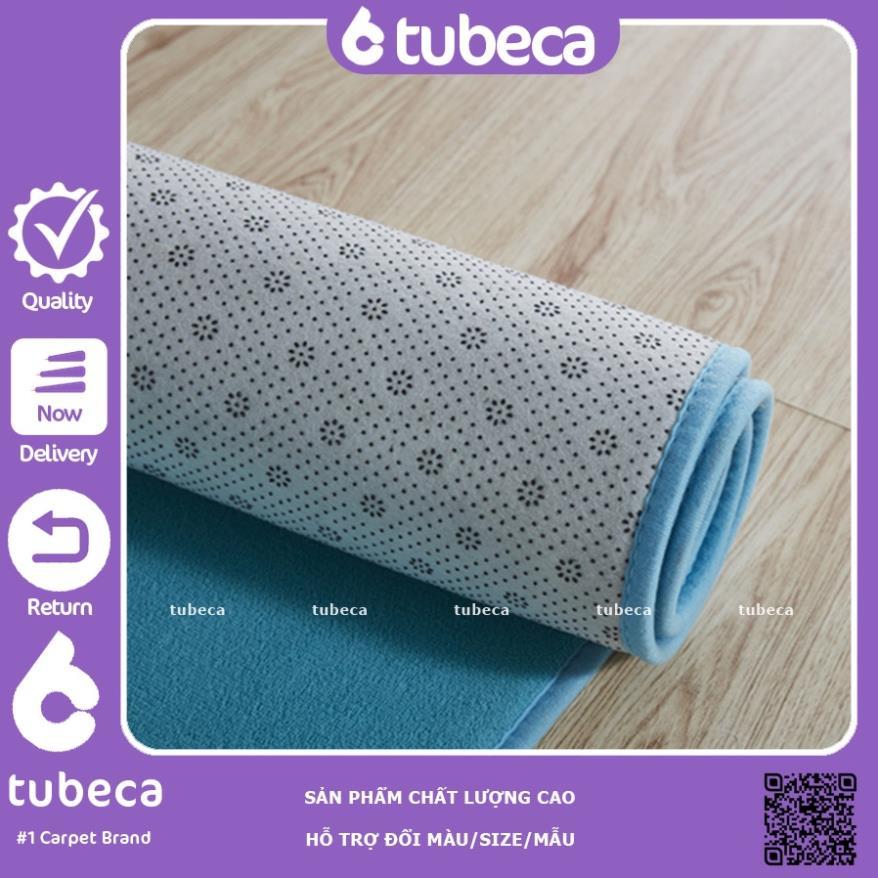 Thảm Nhung Mịn Cao Cấp Trải Sàn Phòng Khách | Màu Xanh Nước Biển | Dày dặn | 2m x 1m6 | TUBECA