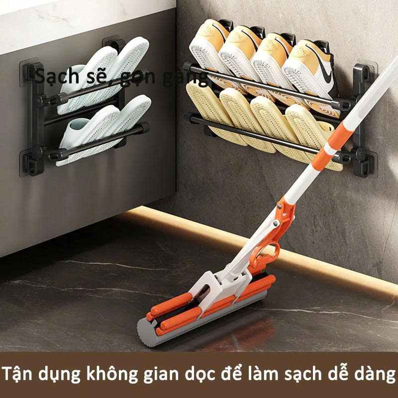 Kệ Để Giày Dép Dán Tường 2 Tầng 65cm, Giá Treo Giày Thông Minh Tiết Kiệm Diện Tích, Tặng Miếng Dán Chắc Chắn- HÀNG CHÍNH HÃNG MINIIN
