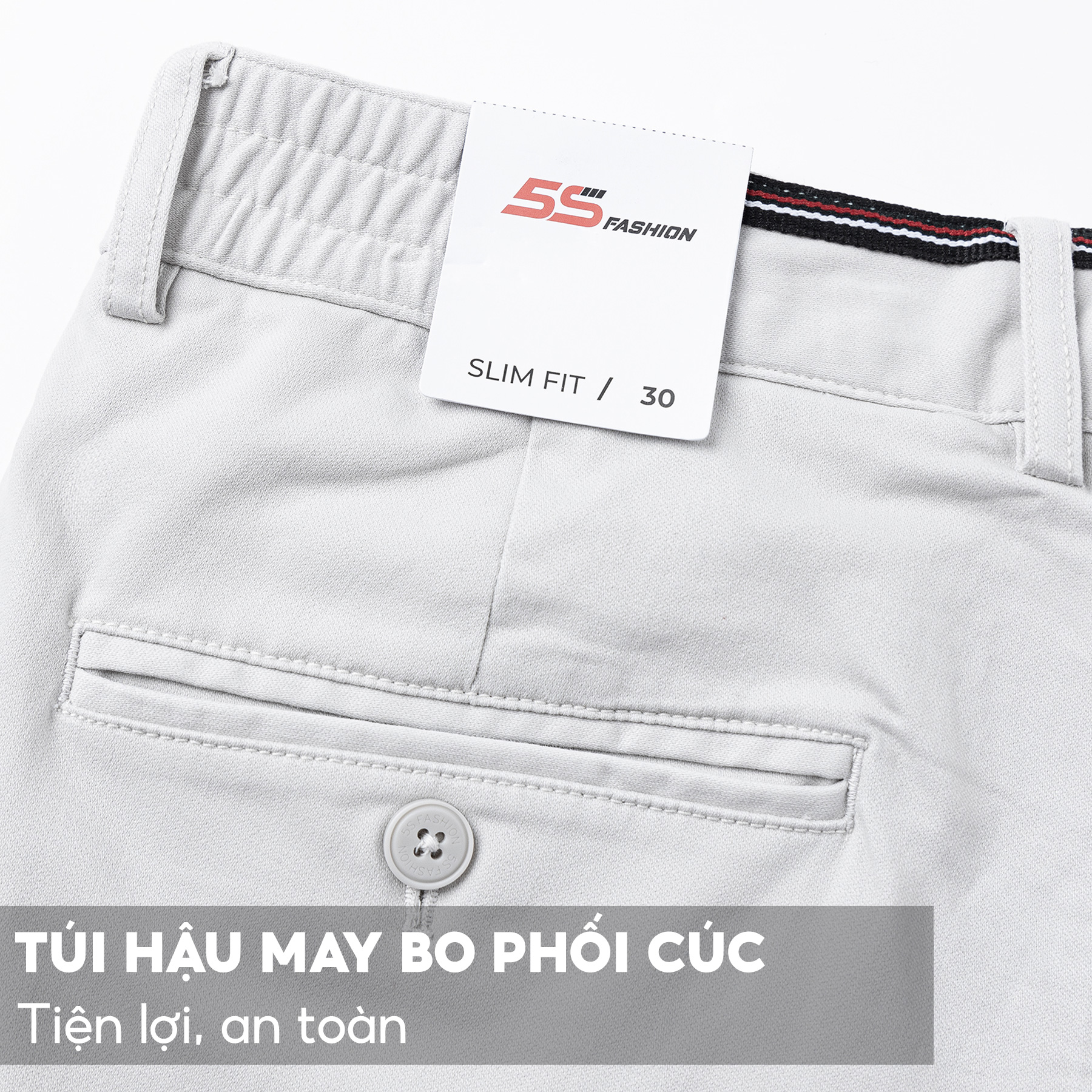 Quần Short Kaki Nam 5S, Chất Liệu Cotton Cao Cấp, Mềm Mịn, Cạp Cúc Cài Phối Chun Co Giãn Thoải Mái (QSK23011)