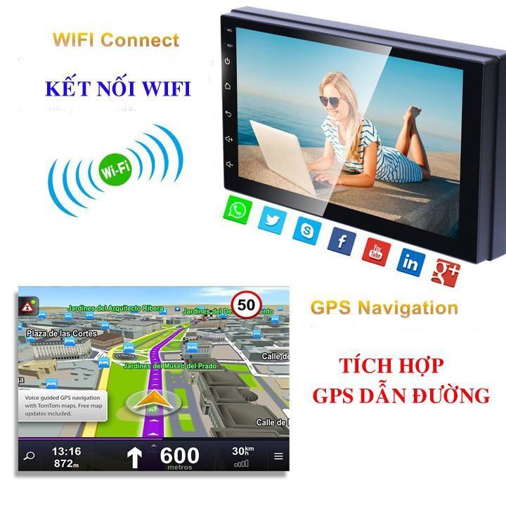 TẶNG MẶT DƯỠNG- Màn Hình 7 inch, Đầu DVD Android Sim 4G Cho Ô Tô, GPS Chỉ Đường, Xem Camera Lùi, Kính Cường Lực IPS 2.5D