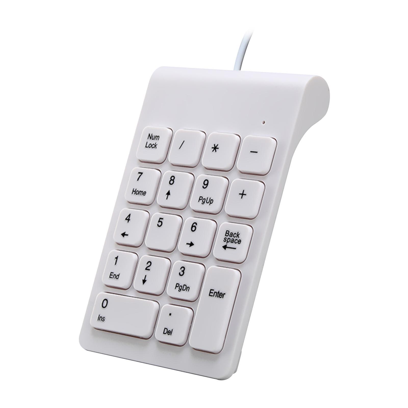Wired USB Numeric Keypad 18 Keys Anti Slip Easily Carry White