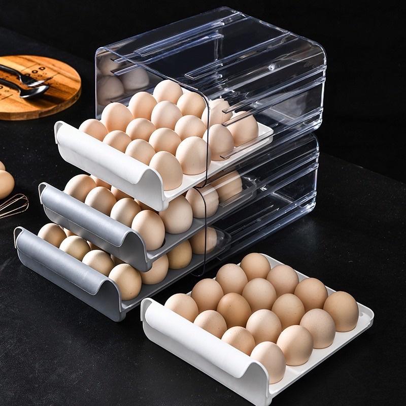 Hộp Đựng Trứng Trong Suốt 2 Tầng Để Tủ Lạnh 32 Lỗ Thiết Kế Thông minh tiện dụng