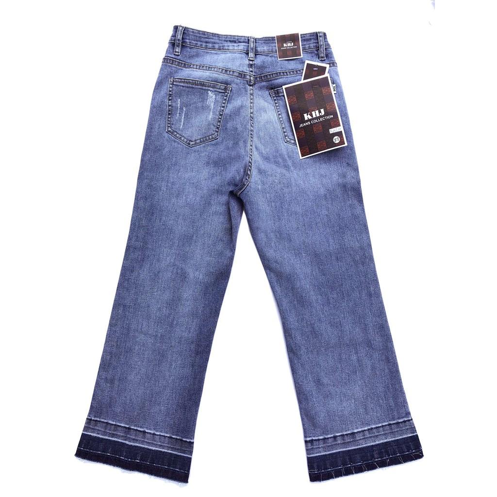 Quần Jean Nữ KHJ ,Ống Voi , Lỡ , Lai Kiểu , Xanh Lợt