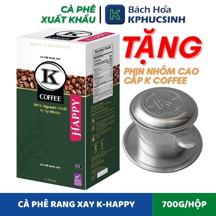 Cà Phê Rang Xay Xuất Khẩu K Happy Thương Hiệu K Coffee (700G/Hộp)