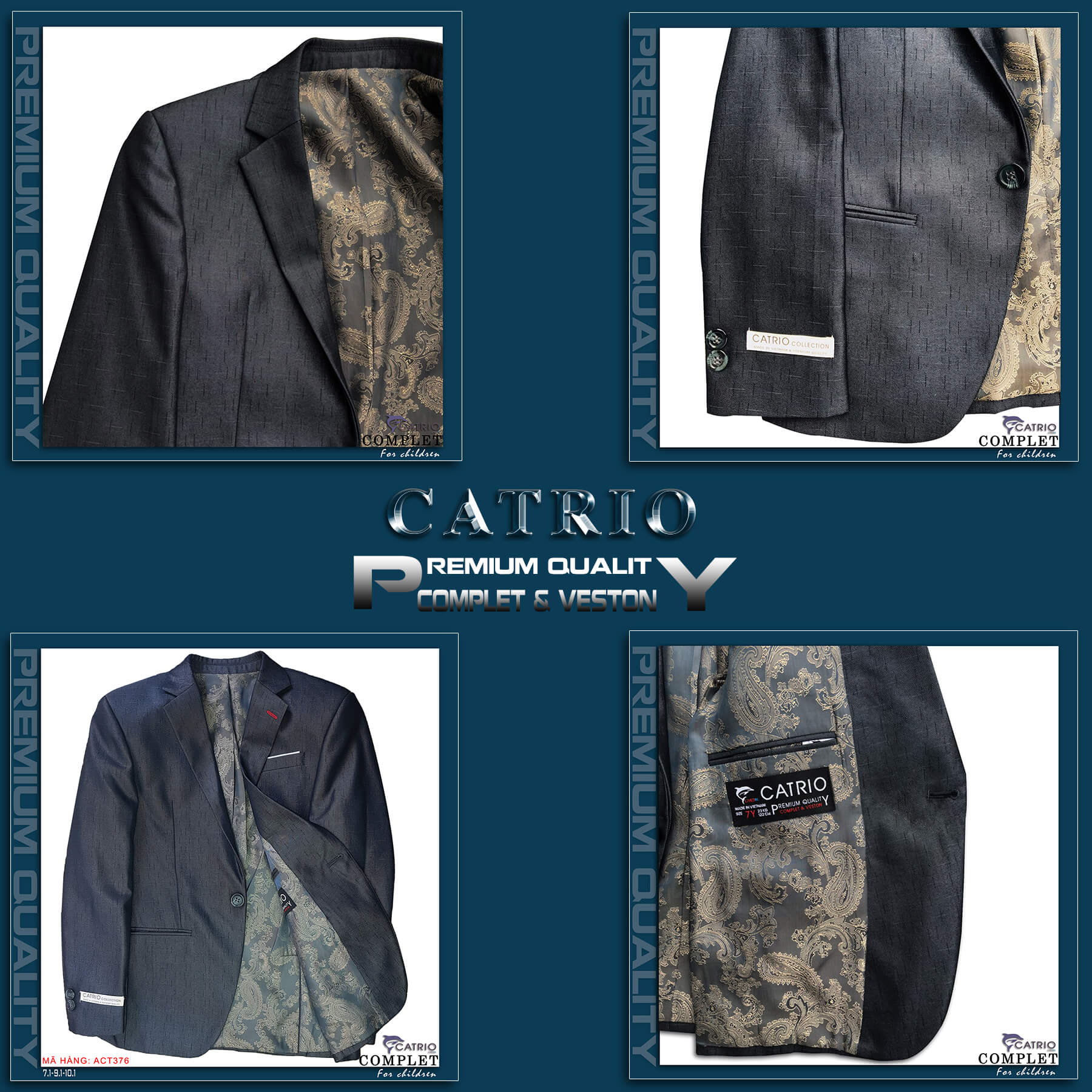 BỘ VEST BÉ TRAI CATRIO ACT 376 CHO TRẺ EM TỪ 7 TUỔI ĐẾN 10 TUỔI THUỘC BST QUẦN ÁO COMPLET VESTON TRẺ EM CATRIO MÙA TIỆC CƯỚI NĂM 2021