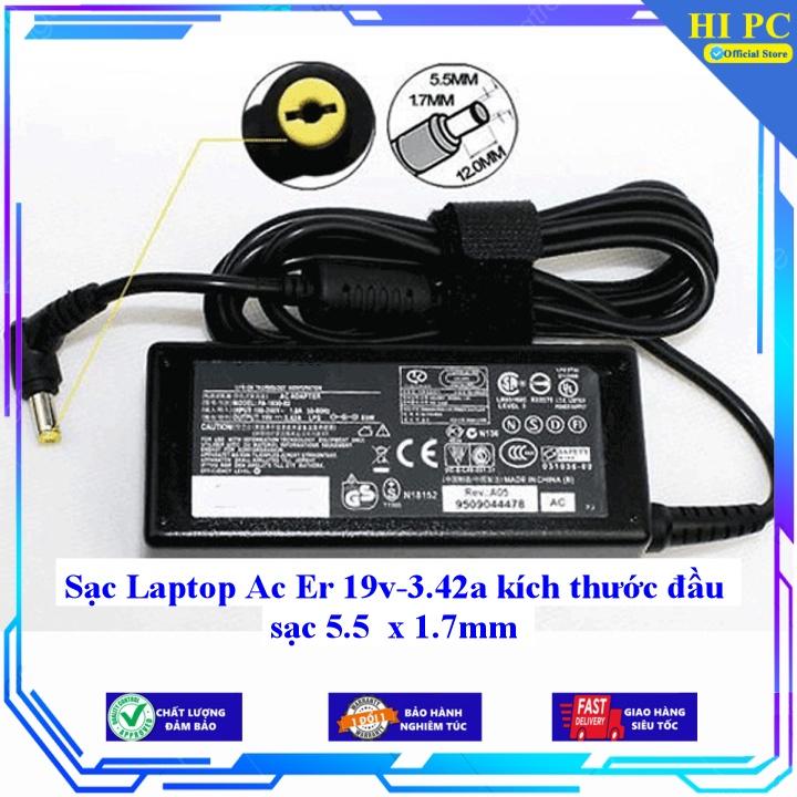 Sạc Laptop Ac Er 19v-3.42a kích thước đầu sạc 5.5 x 1.7mm - Kèm Dây nguồn - Hàng Nhập Khẩu