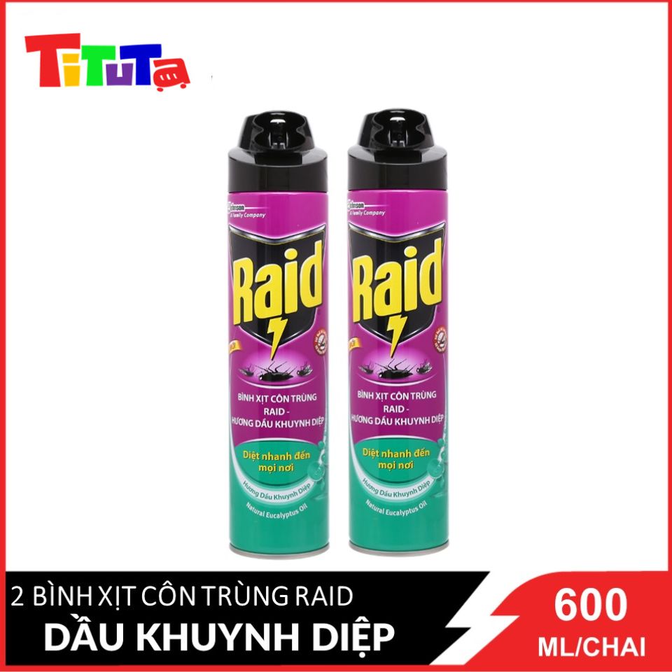 Combo 2 Bình xịt côn trùng Raid Hương Dầu Khuynh Diệp 600ml