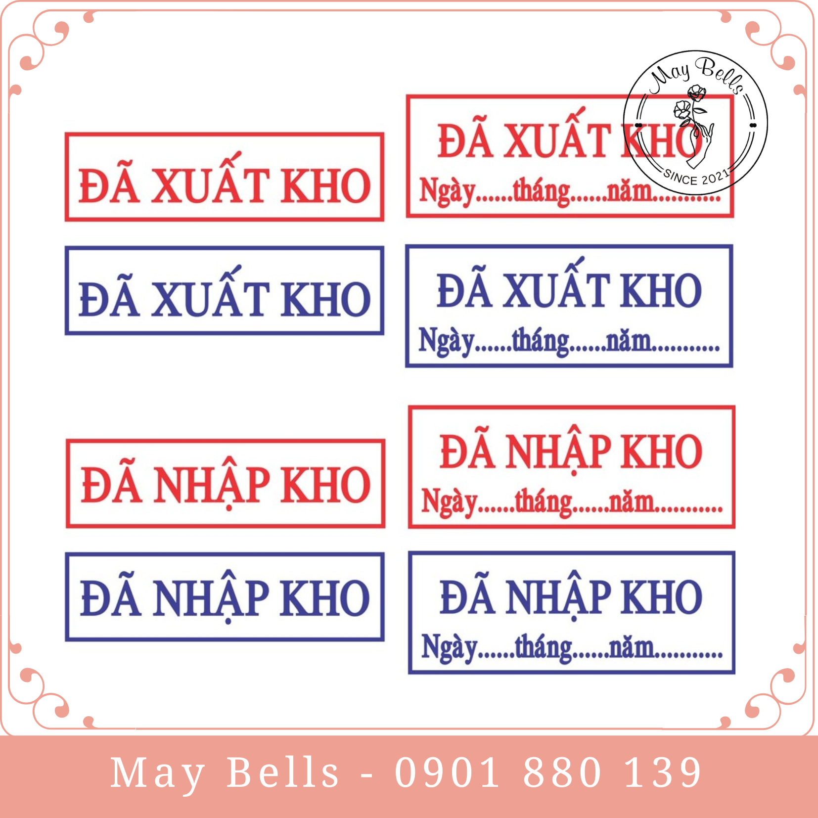 Dấu ĐÃ XUẤT KHO, Kèm Ngày Tháng Năm Có Sẵn Mực Xanh, Đỏ