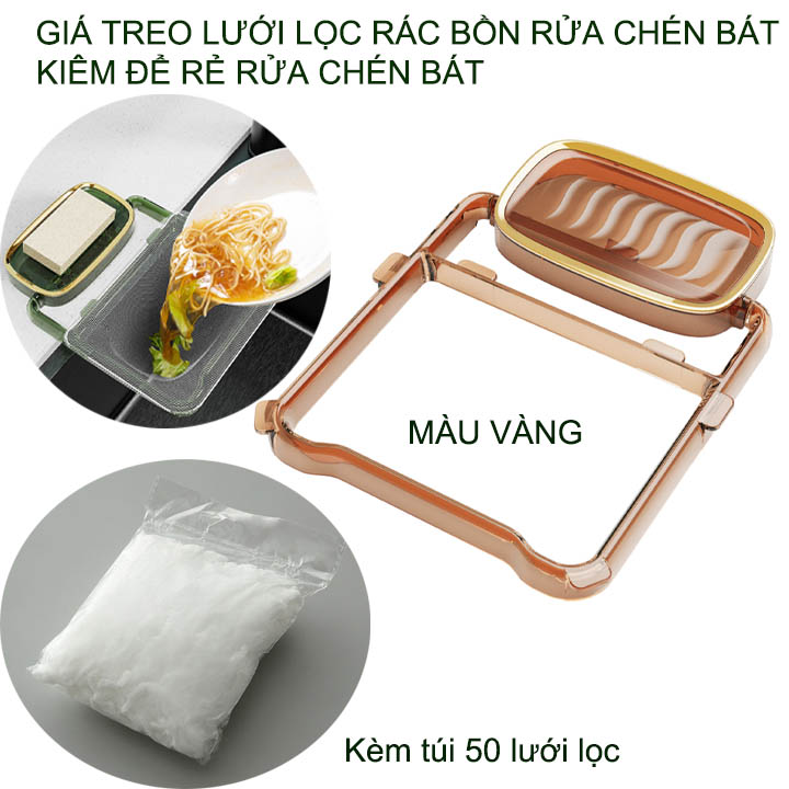 Giá để lưới lọc rác thông minh gắn chậu rửa chén bát, để rẻ-khăn lau đa năng tiện dụng kèm 50 lưới lọc hoặc chỉ túi 50 lưới lọc tùy chọn