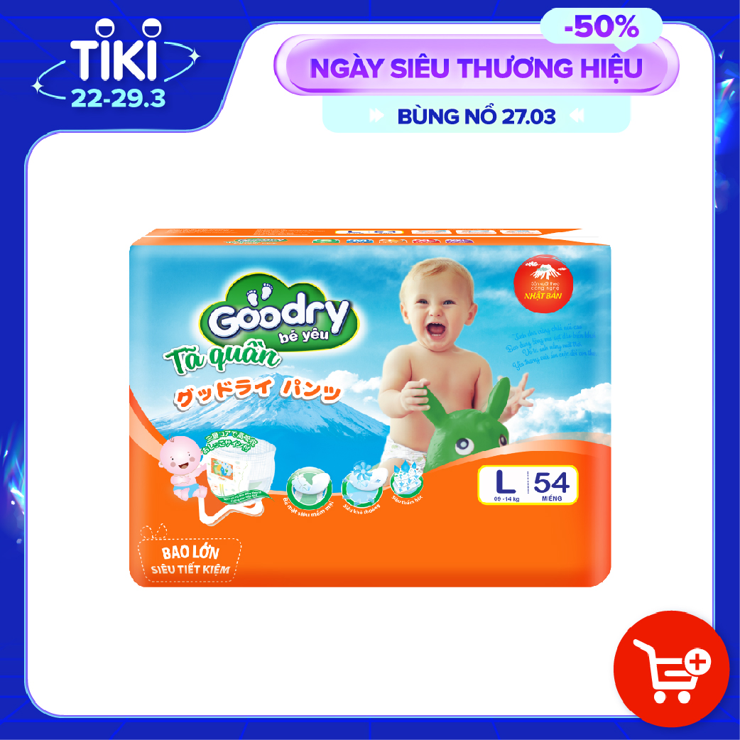 Tã quần Goodry jumbo L54 công nghệ Nhật Bản thấm hút thật nhanh