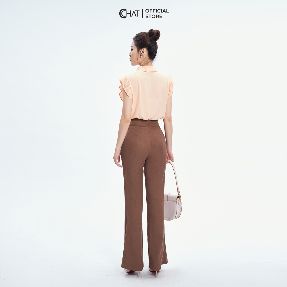 Áo Sơ Mi Nữ  Dập Ly Bấu Mí Chất Liệu Chiffon Cao Cấp 53FNH2012ST