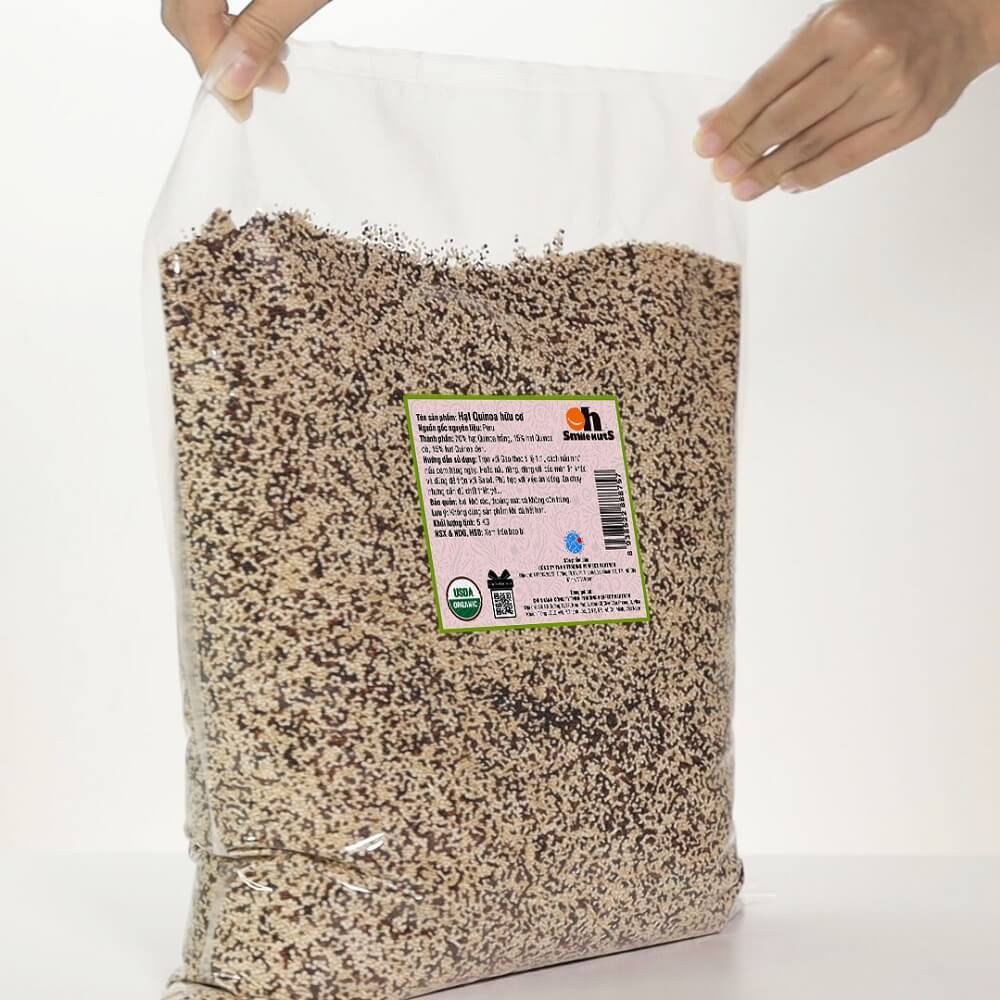Hạt Quinoa Mix 3 Màu Smile Nuts Túi 5kg (Còn được gọi là Hạt Diêm Mạch) - Nhập khẩu từ Peru (Gồm Quinoa trắng, Quinoa đen và Quinoa đỏ), túi 5kg giá tốt hơn, tiết kiệm hơn