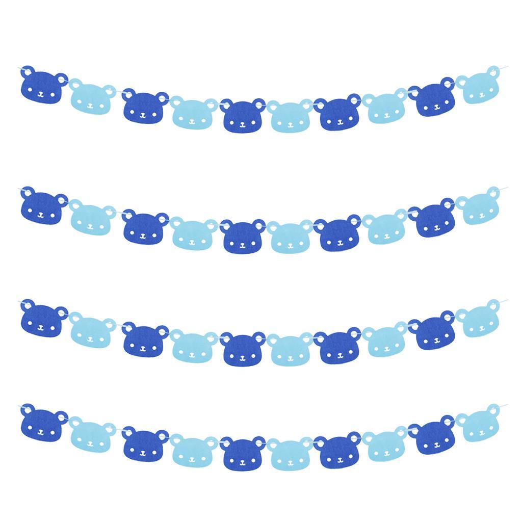 4x Cute Felt Bear String Hanging Bunting Banner Flag Kindergarten Wall Decor