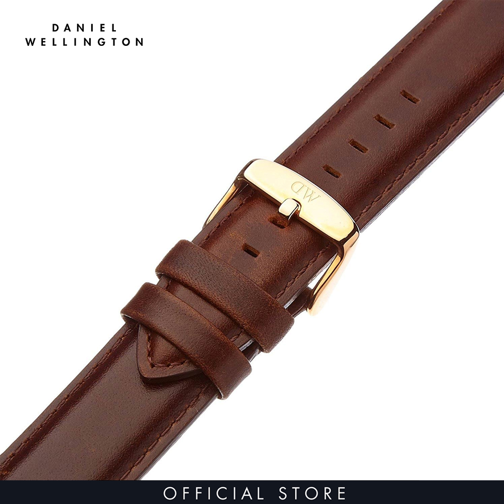 Dây da đồng hồ Daniel Wellington 18mm khóa màu vàng hồng - Cho đồng hồ Classic 36mm - DW00200035