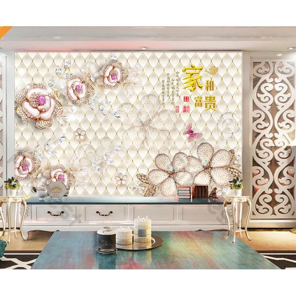 Tranh dán tường Phong cách Châu Âu hoa trang sức sang trọng, tranh dán tường 3d hiện đại MS1090596
