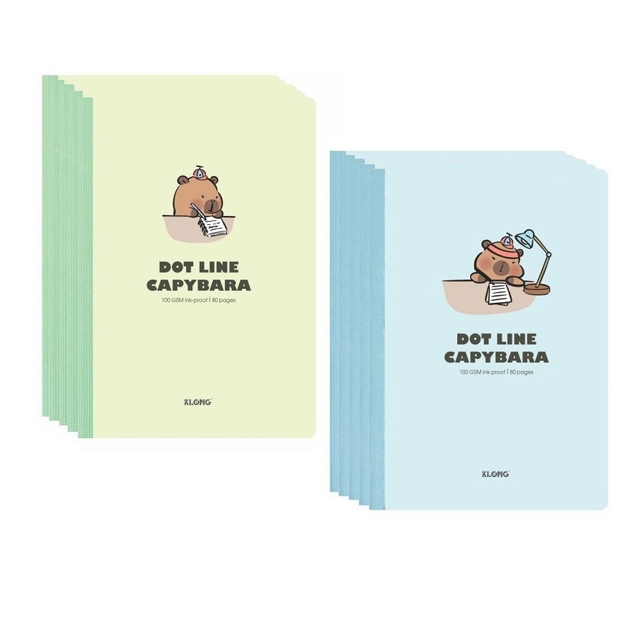 Lốc vở kẻ ngang chấm may dán gáy Capybara B5 Klong 828 / 829 / 830