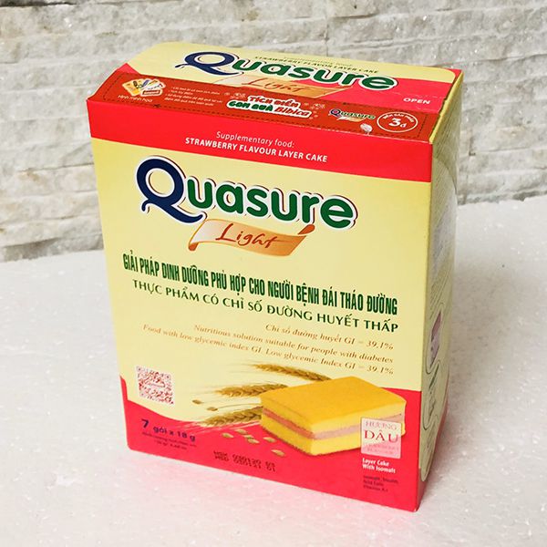 Bánh Bông Lan Bibica Quasure Light Hương Dâu Hộp 126 gram ,Sản Phẩm Dinh Dưỡng Dành Cho Người Tiểu Đường