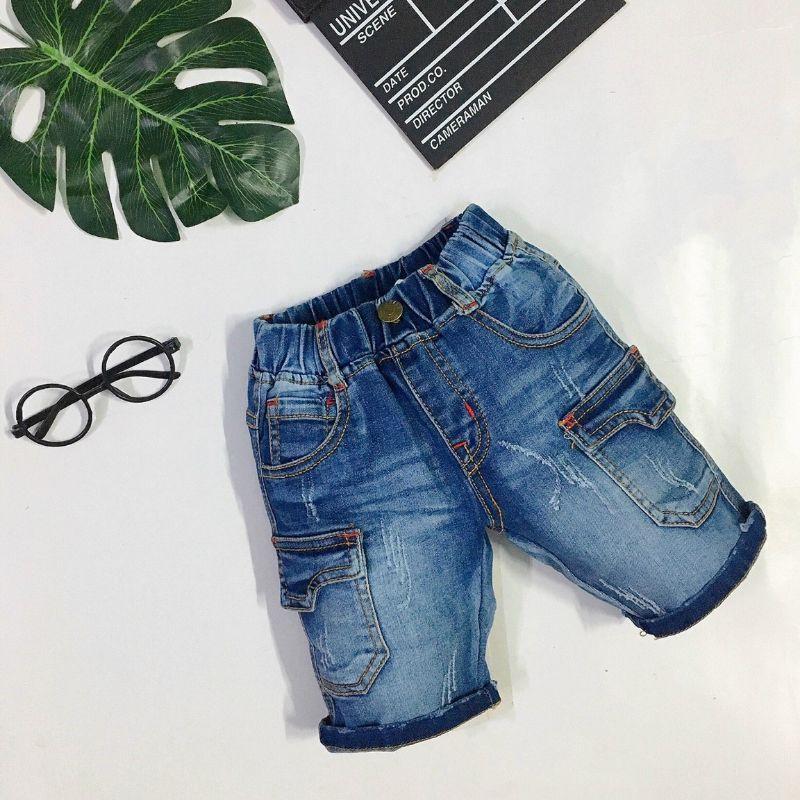 Quần short jean lưng thun cho bé trai q007 (size nhí - đại)