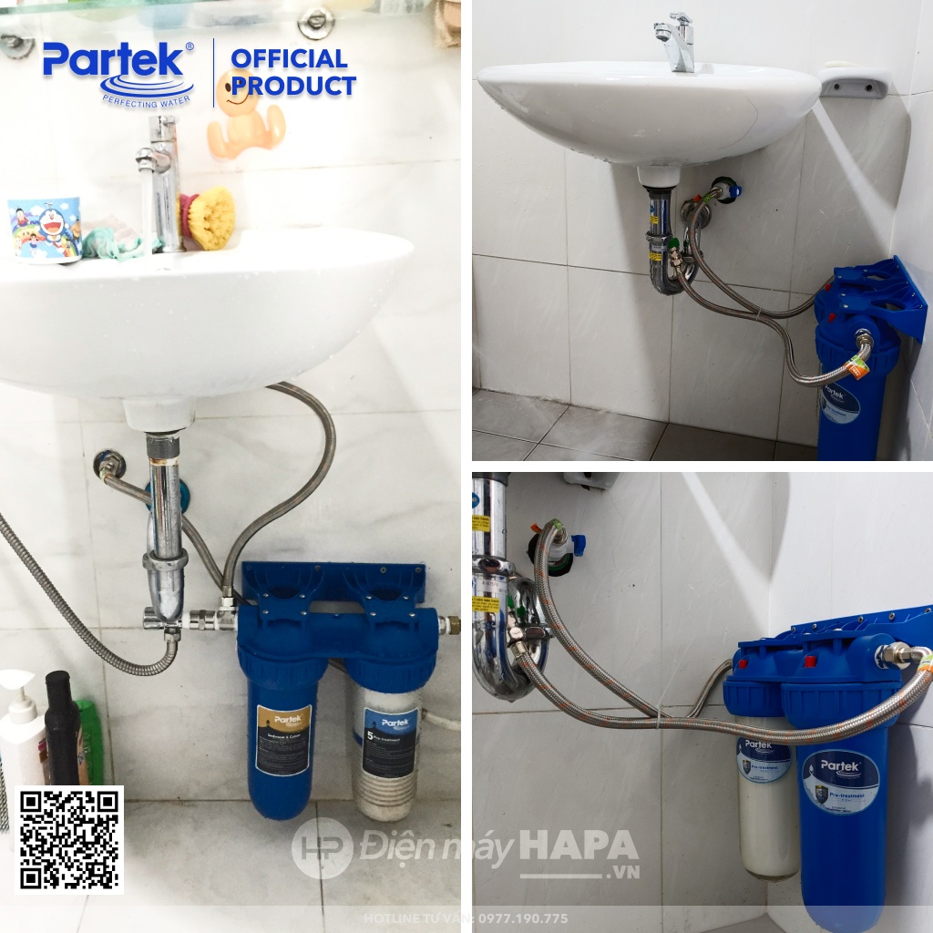 Bộ Lọc Nước Sinh Hoạt PARTEK P1020-2PRS Series Cao Cấp 10 inch, Công Nghệ Mỹ Chuẩn NSF - Hàng Chính Hãng - Pre-treatment Không Dùng Điện, Bộ Đôi Lọc Nước Sinh Hoạt Sediment Filter 5 Micron