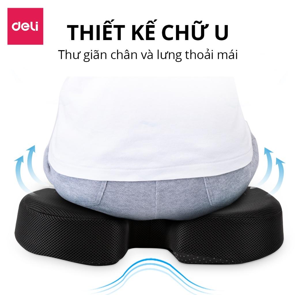 Đệm Lót Lưng Ghế Văn Phòng Deli - Thiết Kế 3D Lưới Thoáng, Chống Mỏi Lưng, Đau Xương Cụt, Thoát Vị Đĩa Đệm, Dành Cho Người Bị Trĩ - VS750 / VS751