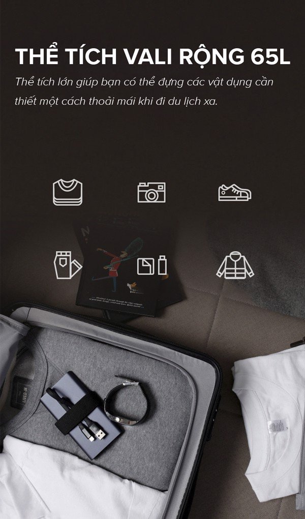  Vali du lịch Xiaomi 90 point 20 inch dual-use / Mi 90 point business travel dual-use suitcase 20 