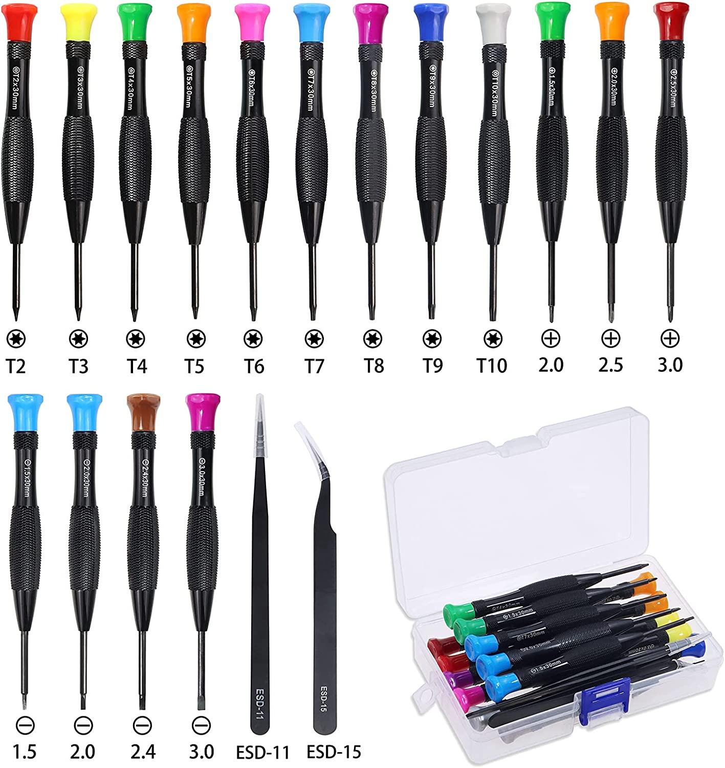 18 mảnh Torx vi từ trường nhỏ Torx đầu bằng chữ thập nhỏ, tuốc-nơ-vít T3 T4 T5 T6 T7 T8 T9 T10 Brutế một cái đồng hồ nhỏ