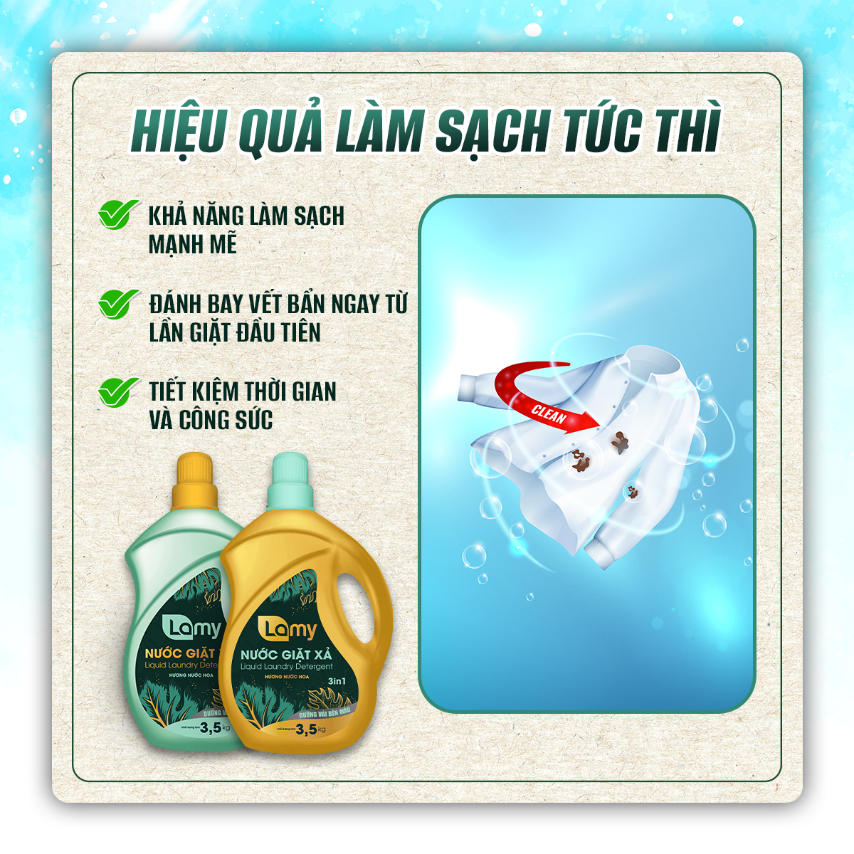 Combo 02 can nước giặt xả 3in1 Ecowipes 7kg hương nước hoa thơm lâu giúp làm mềm vải