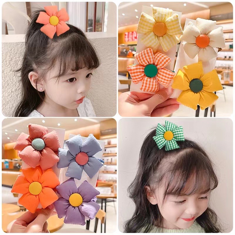 Dây cột tóc hình hoa xinh xắn cho bé phong cách Hàn Quốc