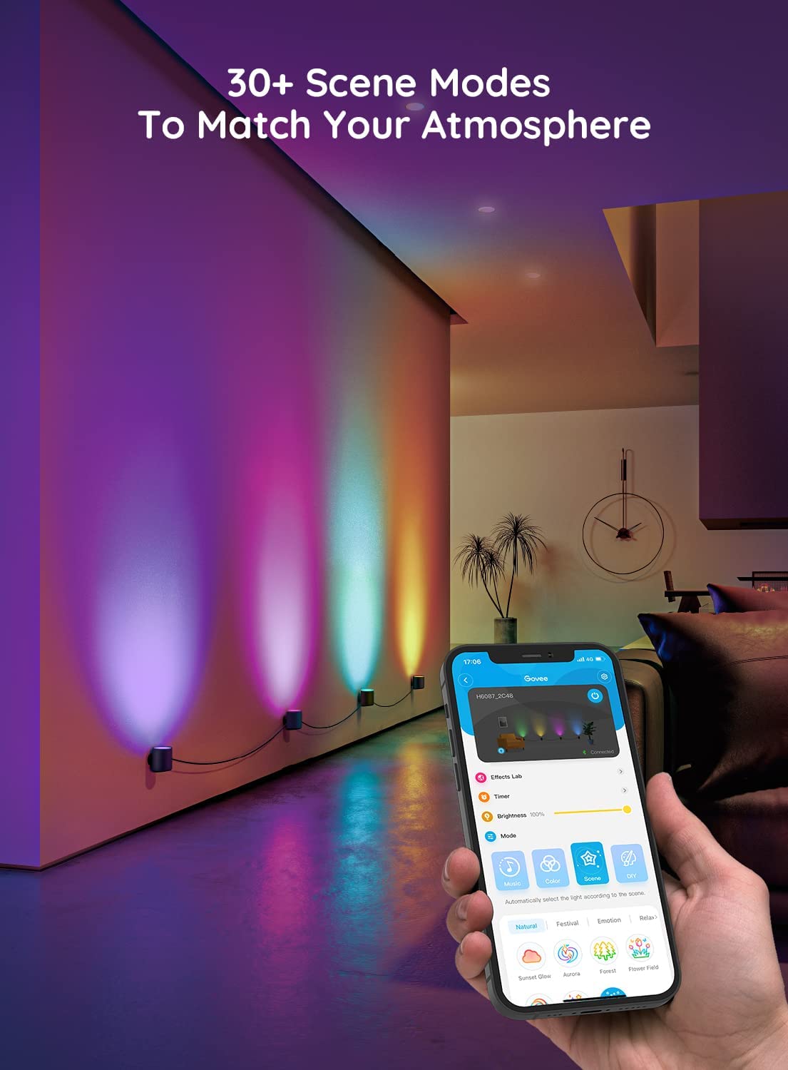 Đèn LED gắn tường trang trí nội thất Govee RGBWW Smart Fixture Light H6087 | Thắp sáng phòng khách, cầu thang, hành lang