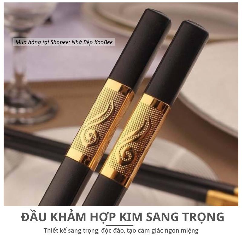 Bộ 10 đôi đũa hợp kim chịu nhiệt cao cấp - Đũa chống mốc kháng khuẩn đầu nhám chống trơn trượt