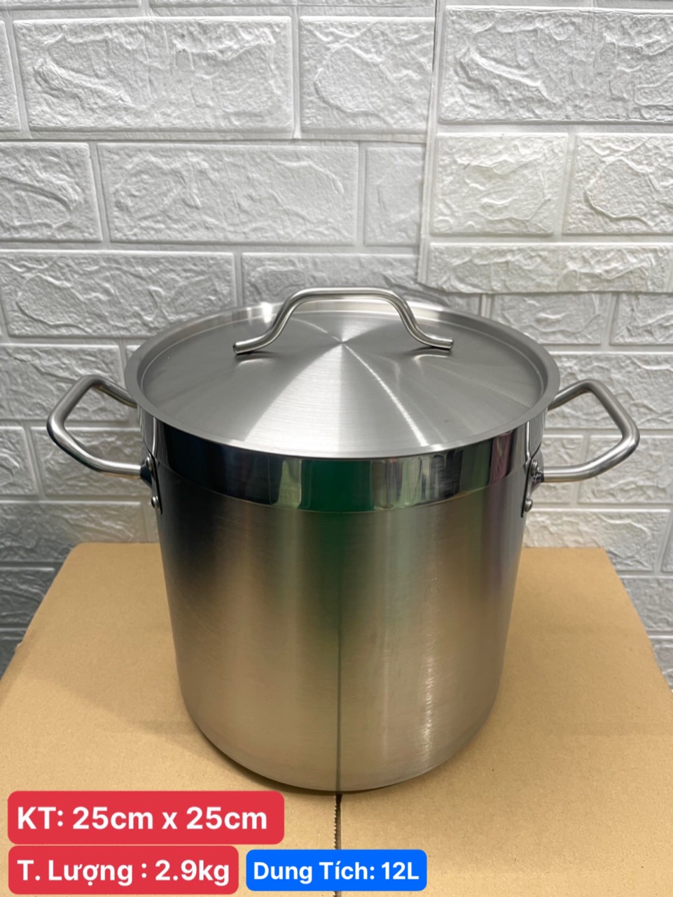 Nồi Inox 2 Quai Cao Cấp 3 Đáy _ Dung Tích: 12 Lít _