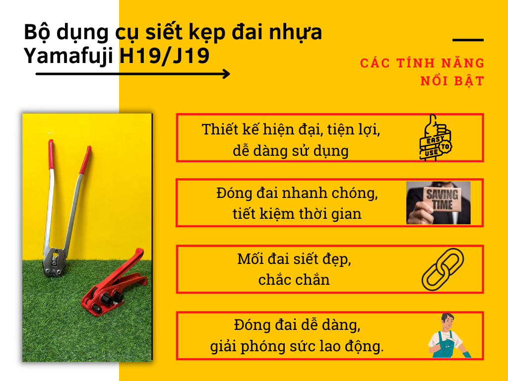 Bộ dụng cụ siết kẹp đai nhựa Yamafuji H19/J19- Hàng chính hãng