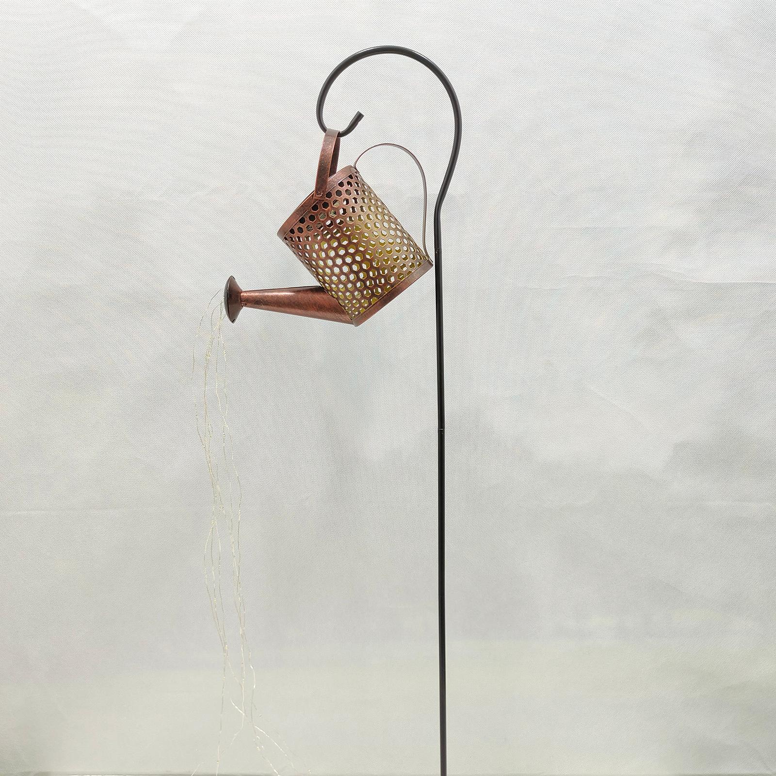 Solar Waterfall Outdoor Light LED Watering Can Waterproof Outdoor Garden Art Lamp Decoration