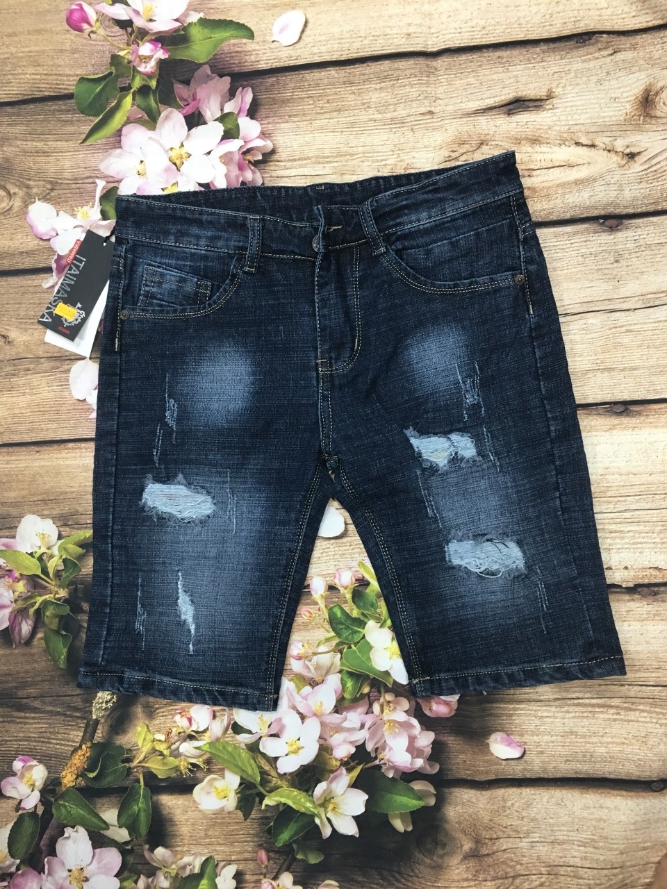 Quần short jean nam body co giãn vải nhập