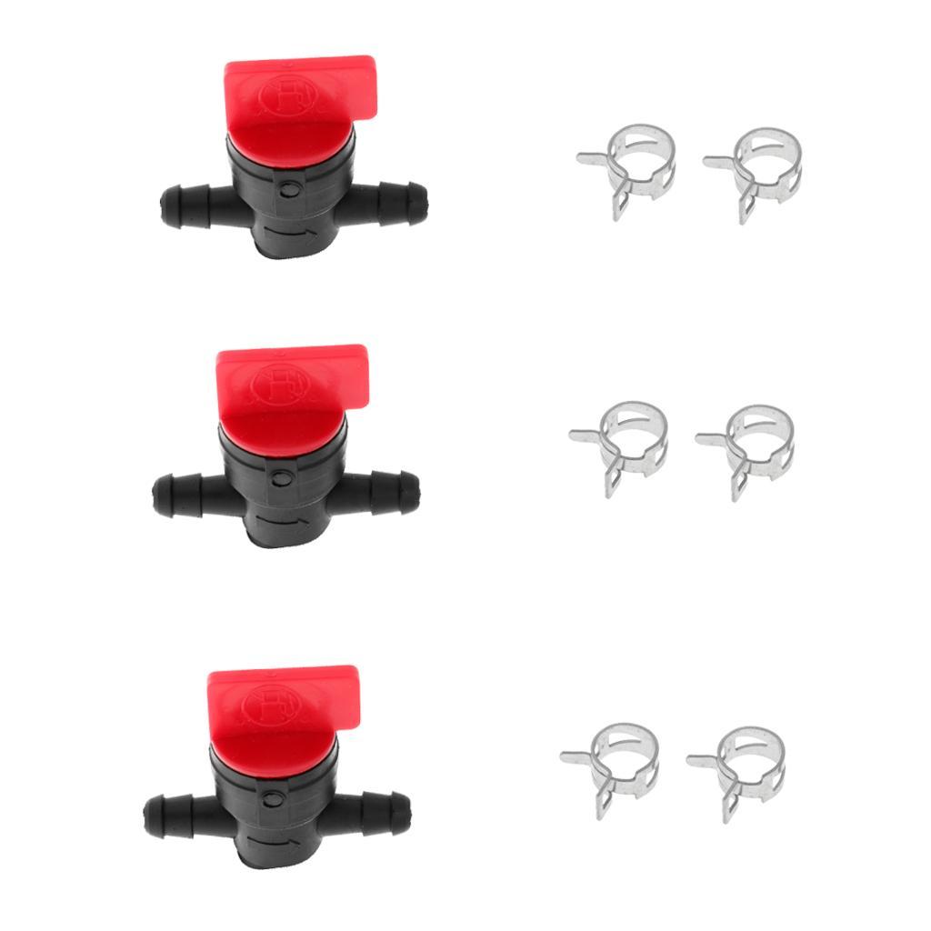3x 1/4" In-Line Straight Fuel Gas Shut-Off/ Cut-Off Valve Petcock Motorcycle