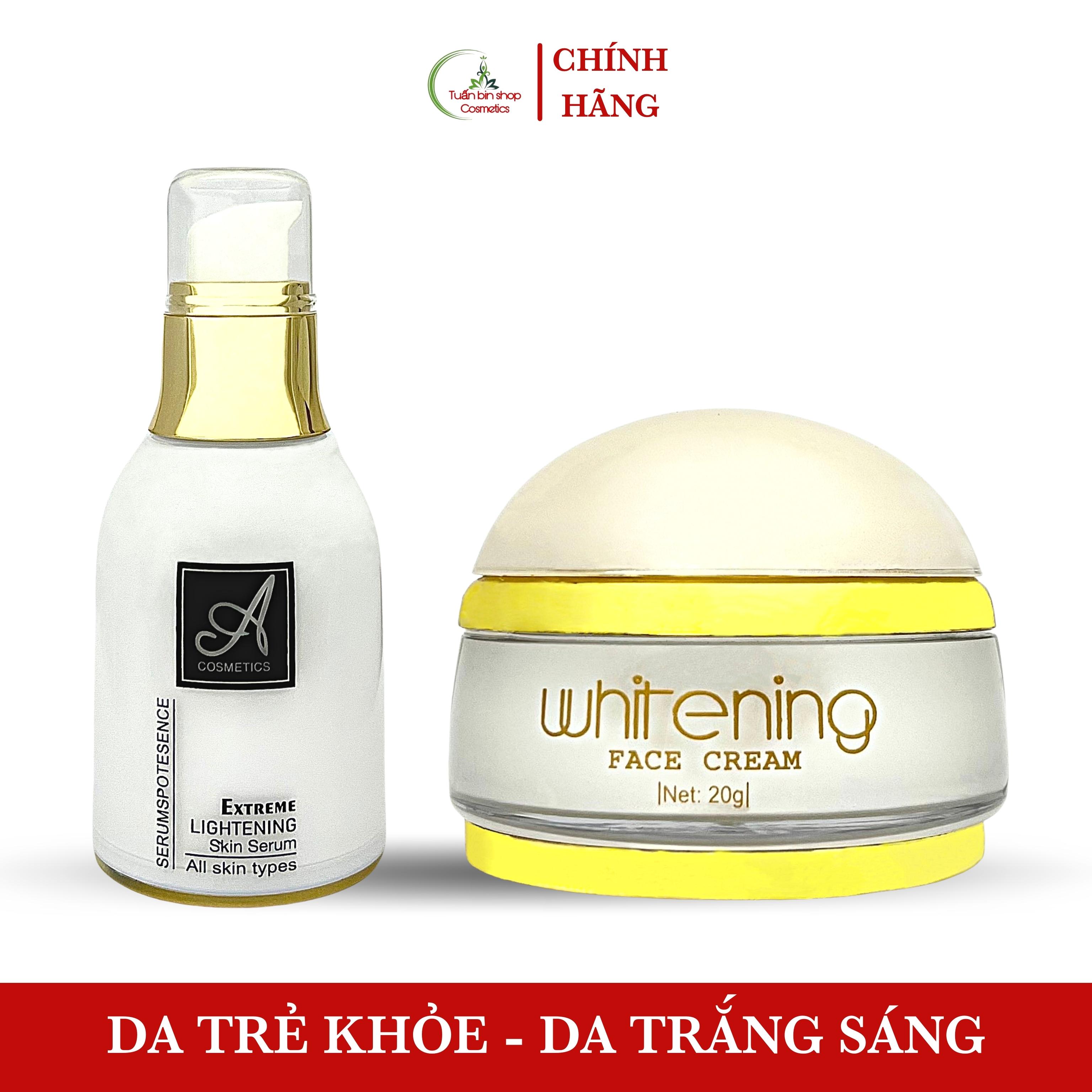 Combo dưỡng trắng da mặt, cấp ẩm chuyên sâu Acosmetics, kem face pháp trắng da mặt, serum dưỡng ẩm spot esence 50g