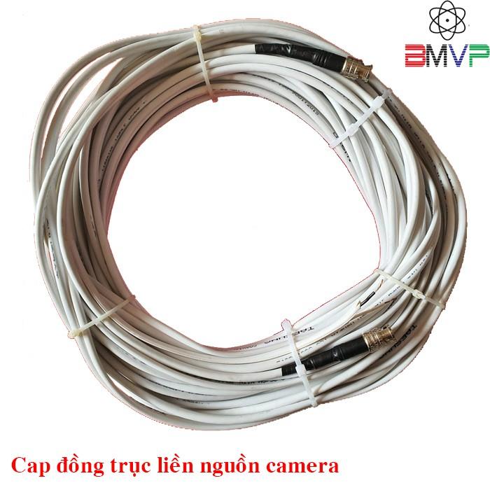 Dây Camera cáp đồng trục liền nguồn RG59+2C  đồng nguyên chất 10m - đã bấm sẵn 2 đầu