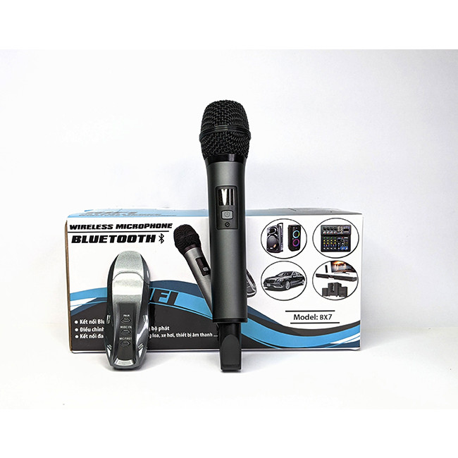 Micro karaoke dành cho ô tô Max BX7 - Micro không dây đa năng cao cấp - Kết Nối Bluetooth, Chức Năng Lọc Âm Cực Tốt, Chống Hú, Chống Ồn Và Méo Tiếng Giúp Âm Thanh Phát Ra Trong Trẻo, Mượt Mà - Biến mọi loa vi tính thành loa karaoke