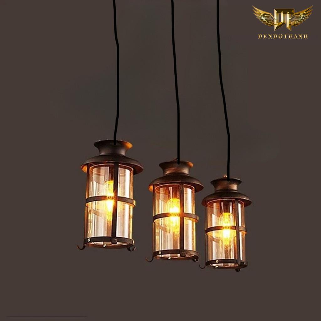 Đèn thả dầu trang trí quán cà phê trà sữa thả bàn ăn  thân hợp kim thủy tinh Đui đèn E27 tặng kèm bóng DDT798