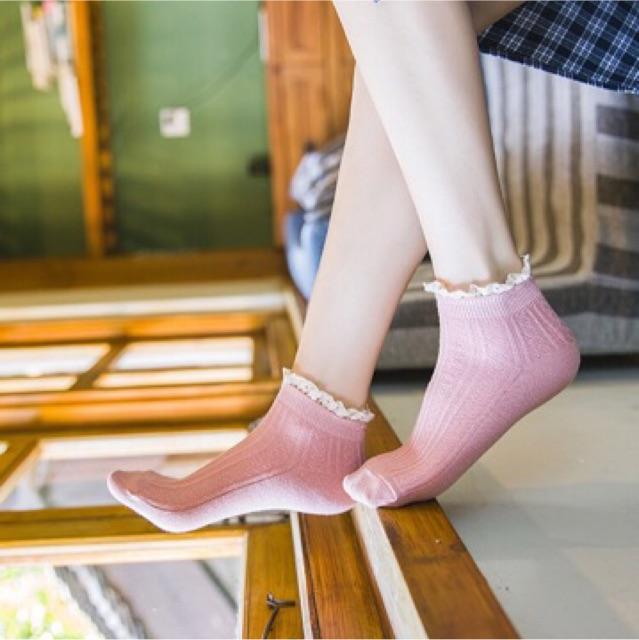 Tất ngắn cổ ren nhiều màu