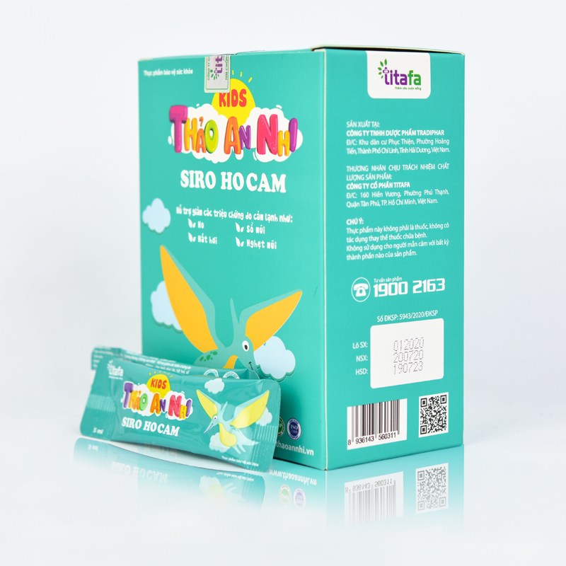 Siro HO CẢM KIDS THẢO AN NHI - Giảm các triệu chứng ho, nghẹt mũi, sổ mũi do cảm lạnh ở trẻ - Hộp 25 gói
