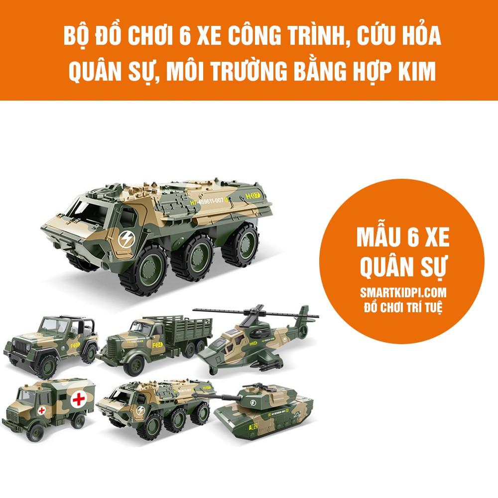 Bộ 6 xe công trình:máy xúc, xe tải, cần cẩu... cho trẻ em, đồ chơi cho bé thoả sức sáng tạohỏa ... hợp kim loại đẹp