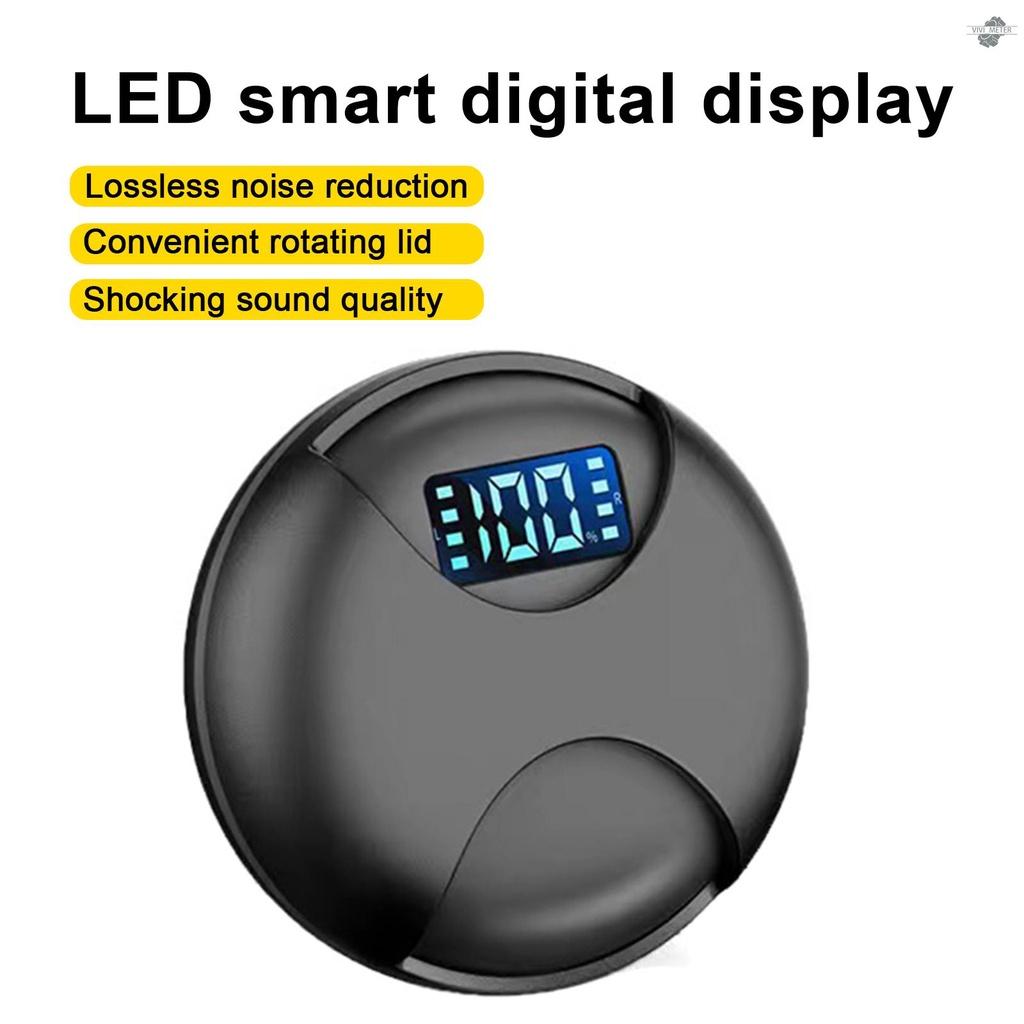 BT 5.0 Headphones True Wireless Earphone Sports Headset Noise Cancelling Touch Control IPX7 Waterproof Invisible Earbuds with LED Digital Display Charging Case