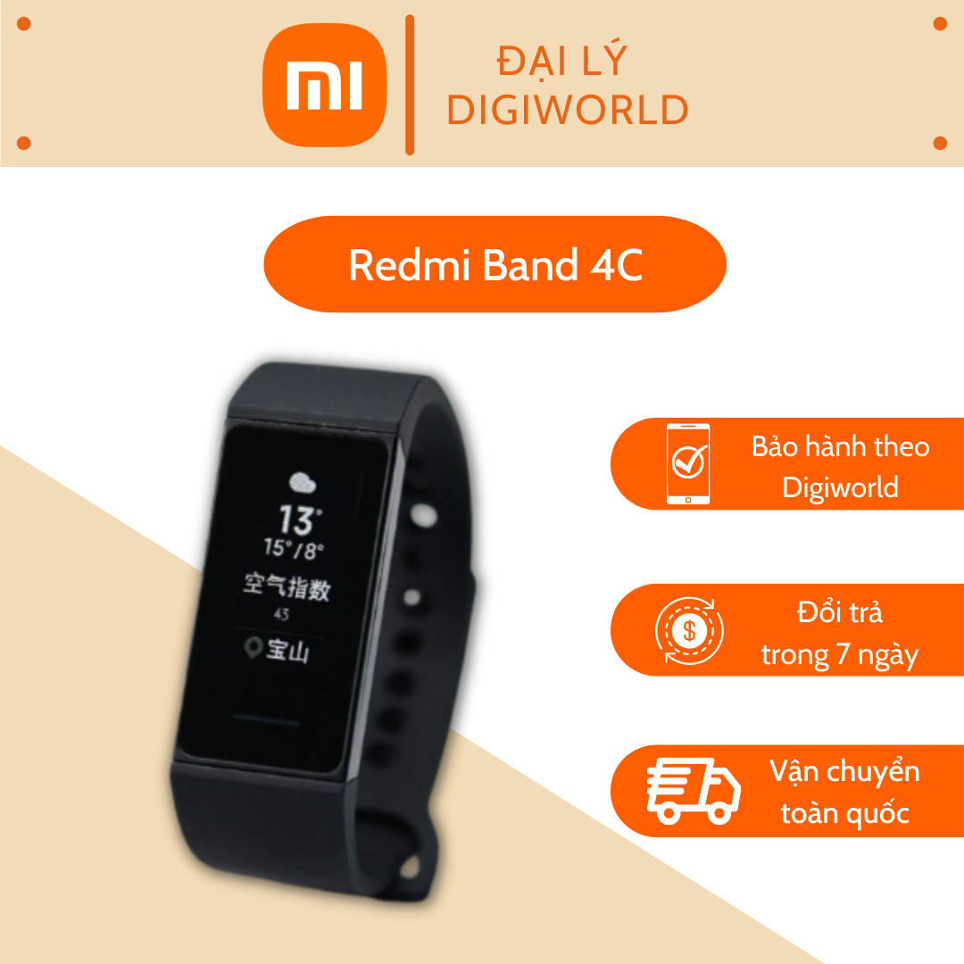 Mi Smart Band 4C màu Đen - Hàng chính hãng-  Đồng hồ thông minh Xiaomi Mi Smart Band 4C bản quốc tế full box