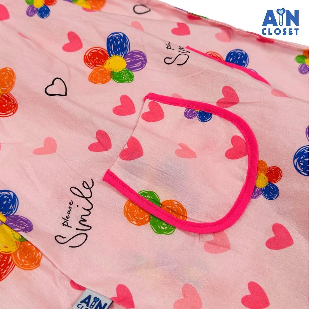 Đầm bé gái họa tiết Hoa Bé Ngoan Hồng thun cotton, - AICDBGO1ZYBW - AIN Closet