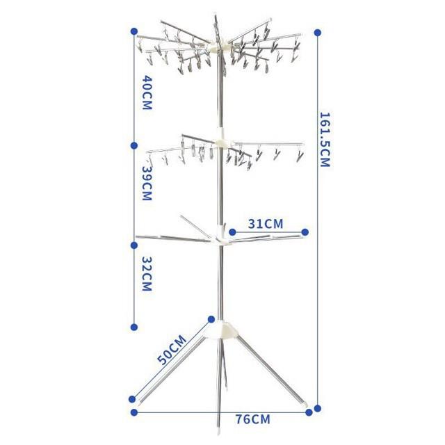 Cây phơi đồ thông minh đa năng CAO CẤP inox 3 tầng(2 tầng kẹp, 1 tầng thanh phơi)- FREESHIP